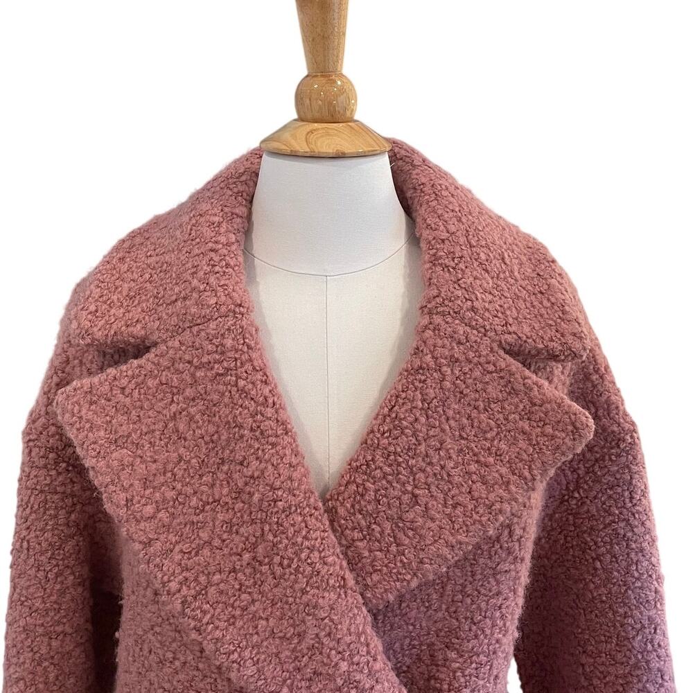 Topshop Pink Wool Blend Alicia Boucle Slouch Coat, Oversized, PeaCoat, Size S - Picture 3 of 15
